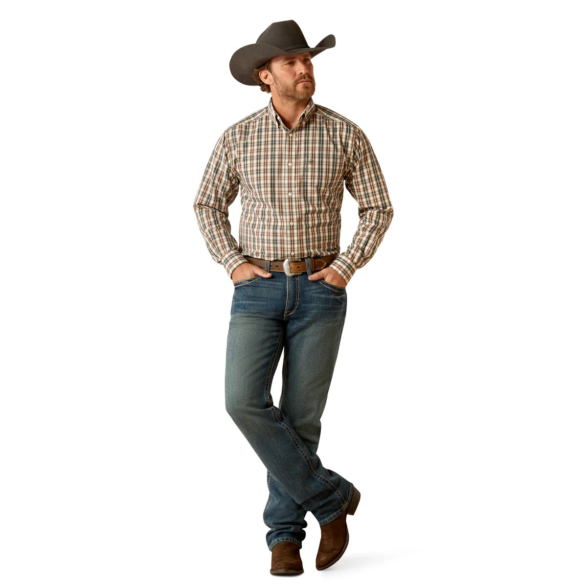 Ariat Men's Wrinkle Free Folk Classic Fit Shirt - Brown