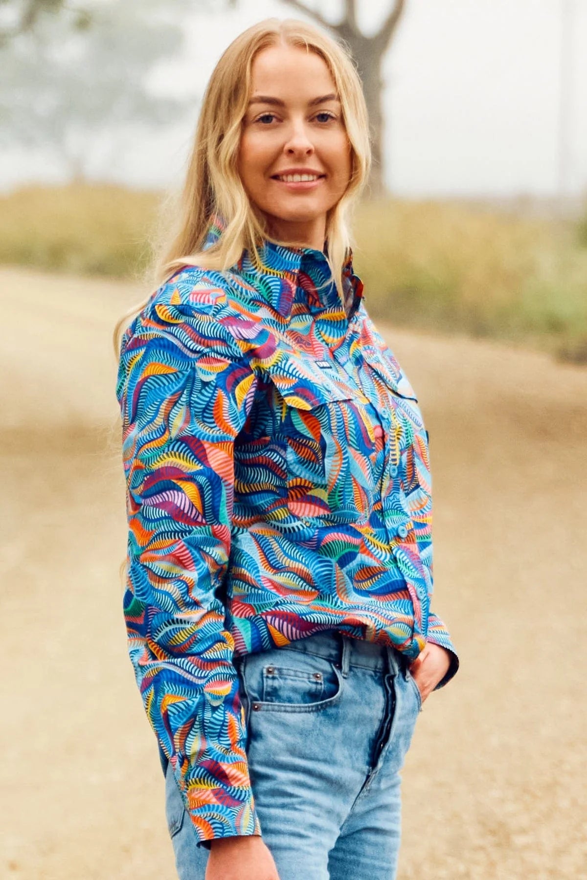 Women's Full Button Long Sleeve Work Shirt