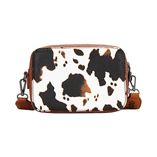 Wranlger Cow Print Small Crossbody Bag - Dark Tan