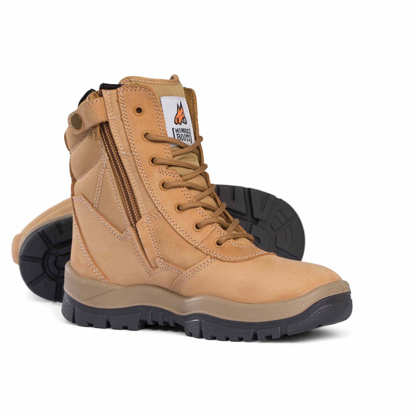 High cut Mongrel Wheat Zip Steel Toe with No Scuff Cap