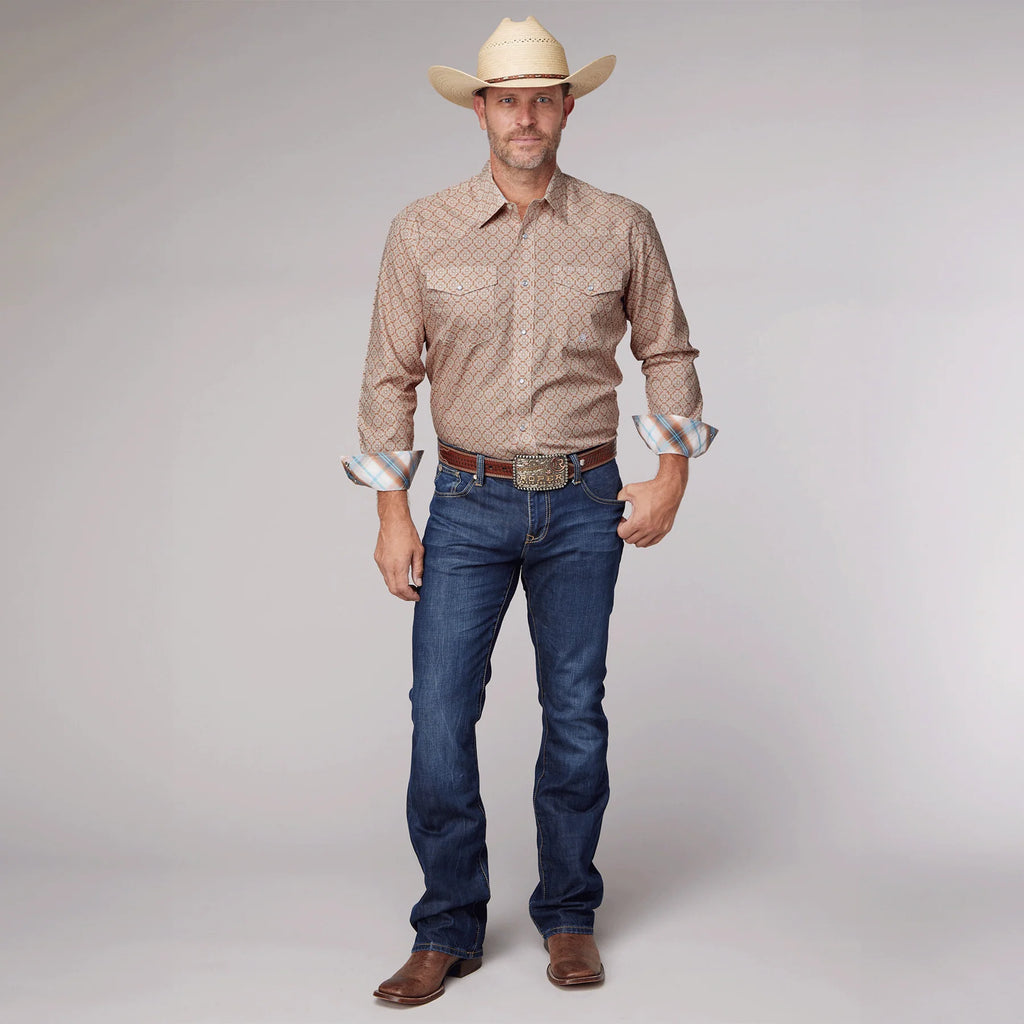 Roper Men's Amarillo Sedona Sunset Collection Shirt - Rust