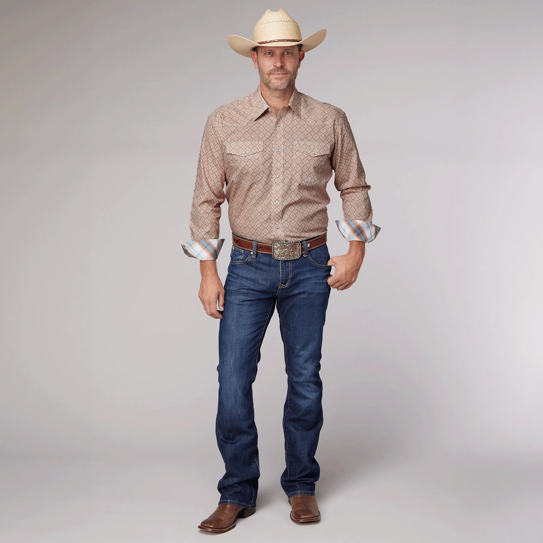 Roper Men's Amarillo Sedona Sunset Collection Shirt - Rust