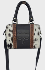 Tooled Leather Cowhide Boot Stitch Medium Bag