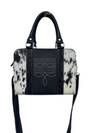 Tooled Leather Cowhide Boot Stitch Medium Bag