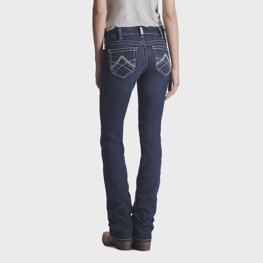 Ariat Women's Real Mid Rise Stretch Icon Straight  - Ocean