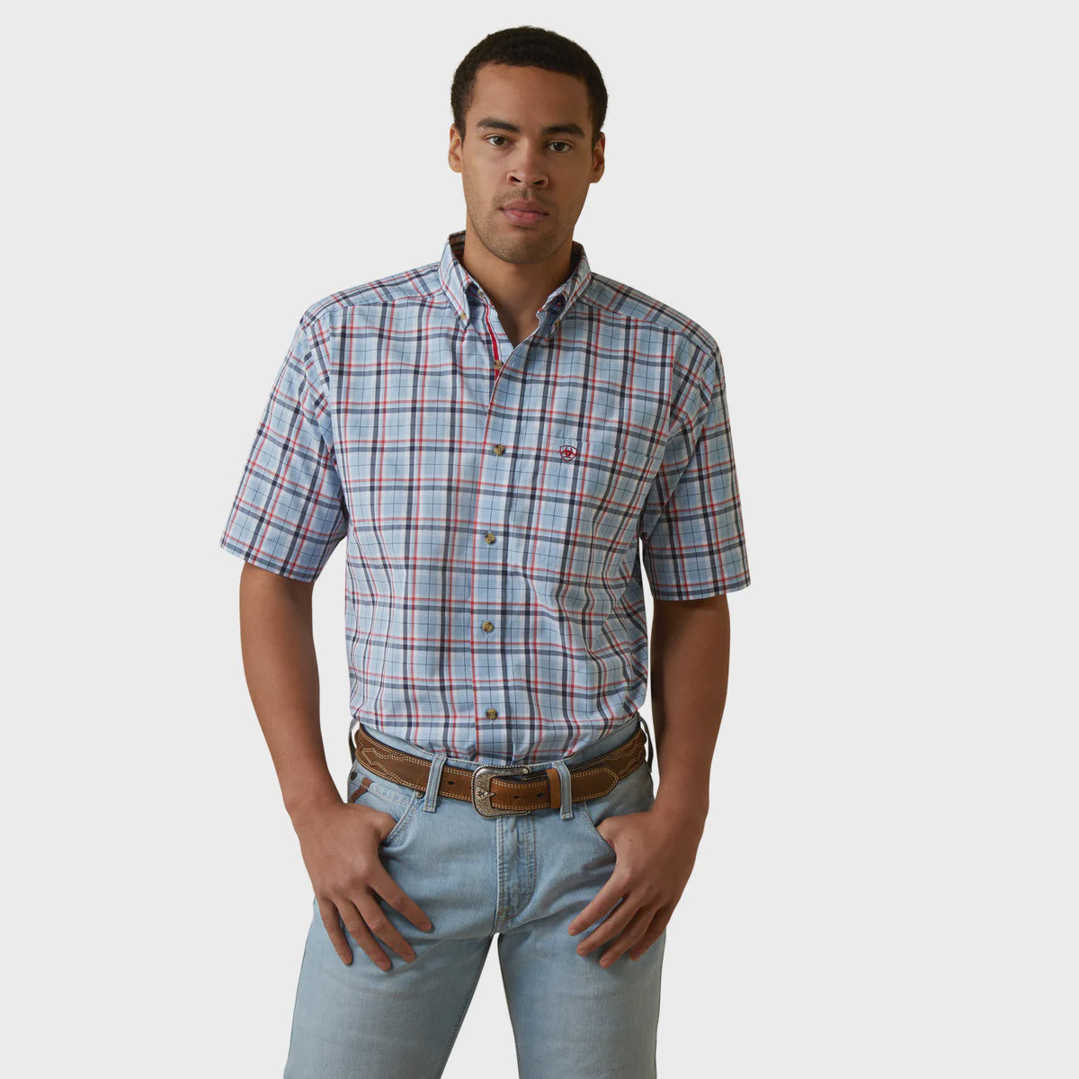 Ariat Men's Pro Series Jasper Classic Fit SS Shirt - Light Blue