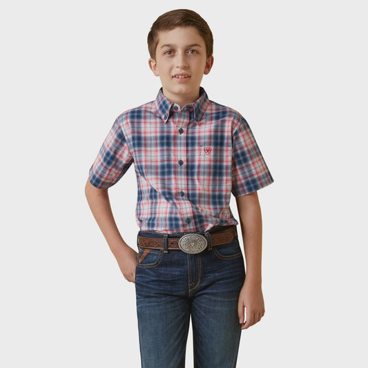 Ariat Boy's Pro Series Olen Classic Fit SS Shirt - Bay Blue