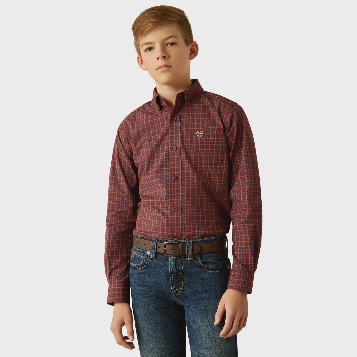 Ariat Boys Pro Series Pavel Classic Fit Shirt - Burgundy