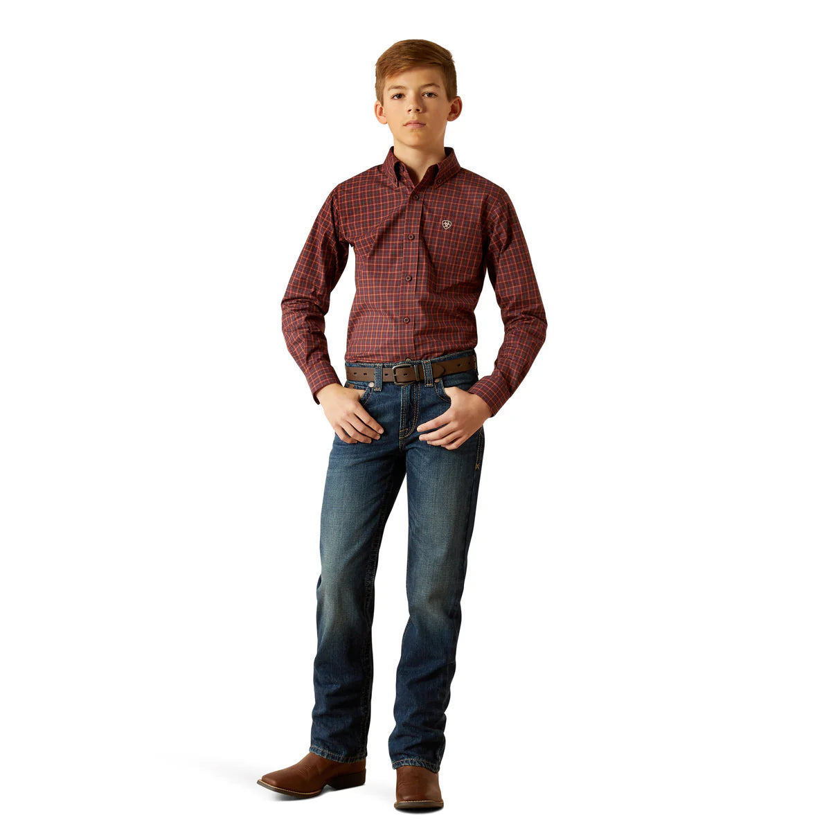 Ariat Boys Pro Series Pavel Classic Fit Shirt - Burgundy