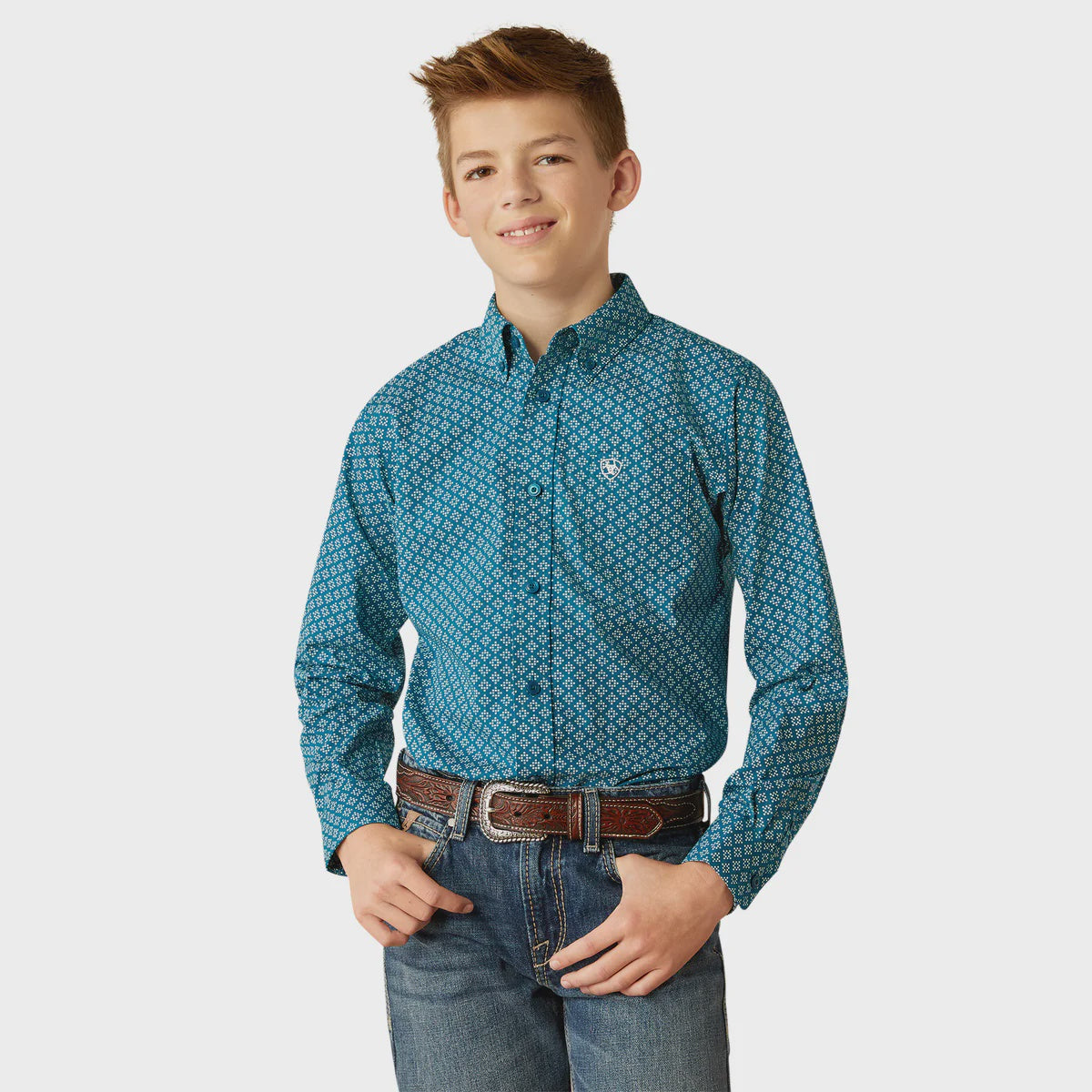 Ariat Boys Petey Classic Fit Shirt - Dark Teal
