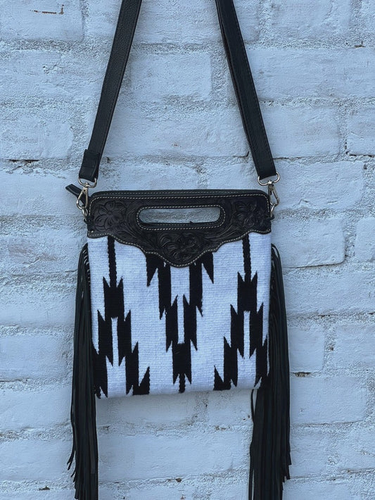 Black & White Saddle Blanket Sling Bag