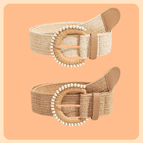 Braided Straw Belt - Beaded Buckle