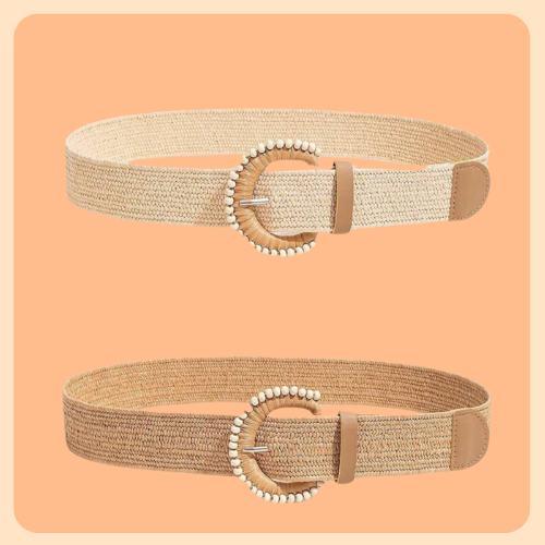 Braided Straw Belt - Beaded Buckle