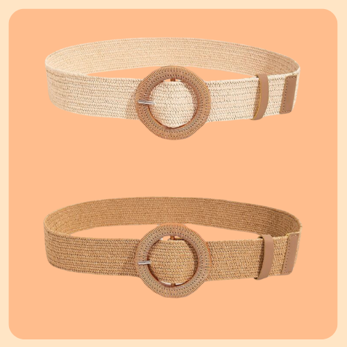 Braided Straw Belt - Circle Buckle