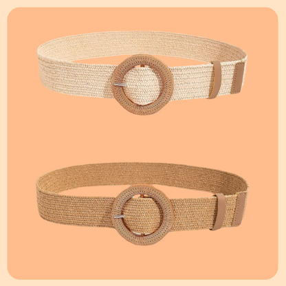 Braided Straw Belt - Circle Buckle