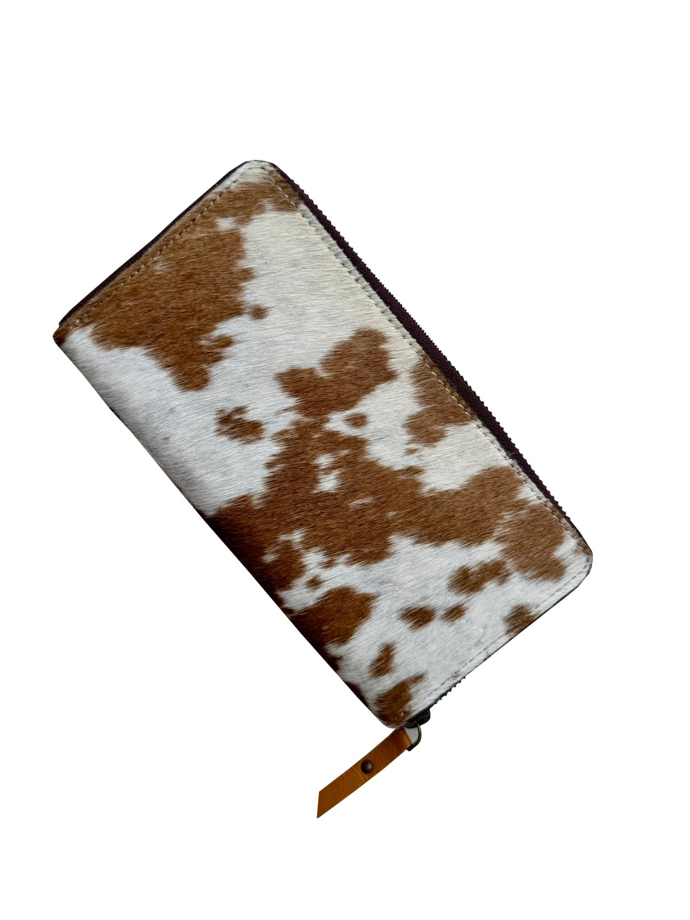 Cowhide Sunflower Tooled Leather Zippered Wallet