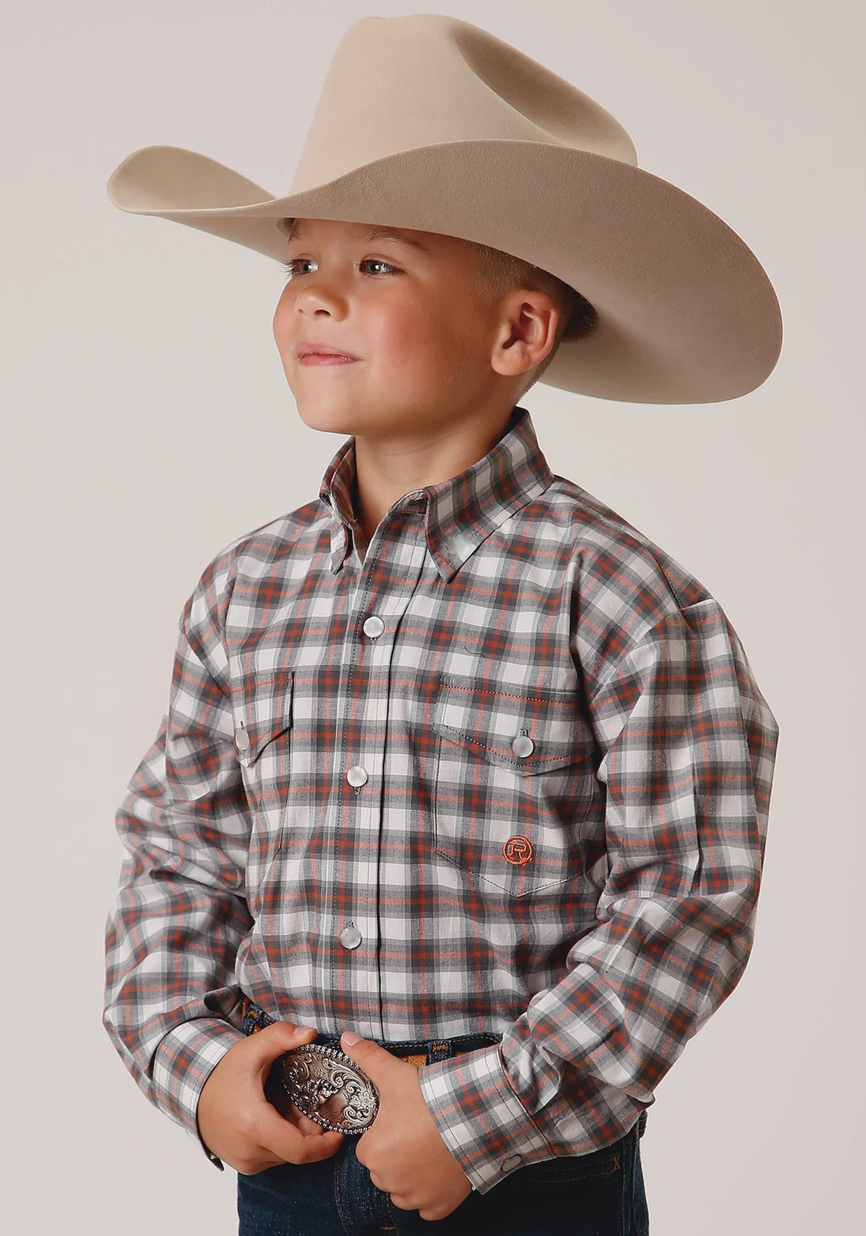 Boys Amarillo Collection Shirt - Plaid Grey