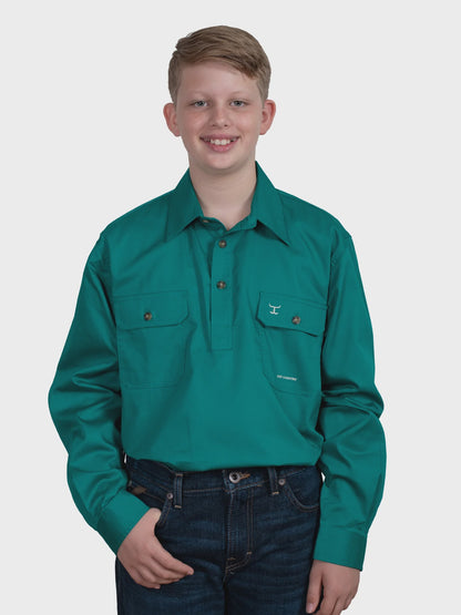 Just Country Boys Lachlan  Work Shirt - Dark Green