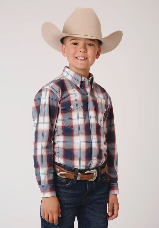 Boys Amarillo Collection Shirt - Plaid Blue