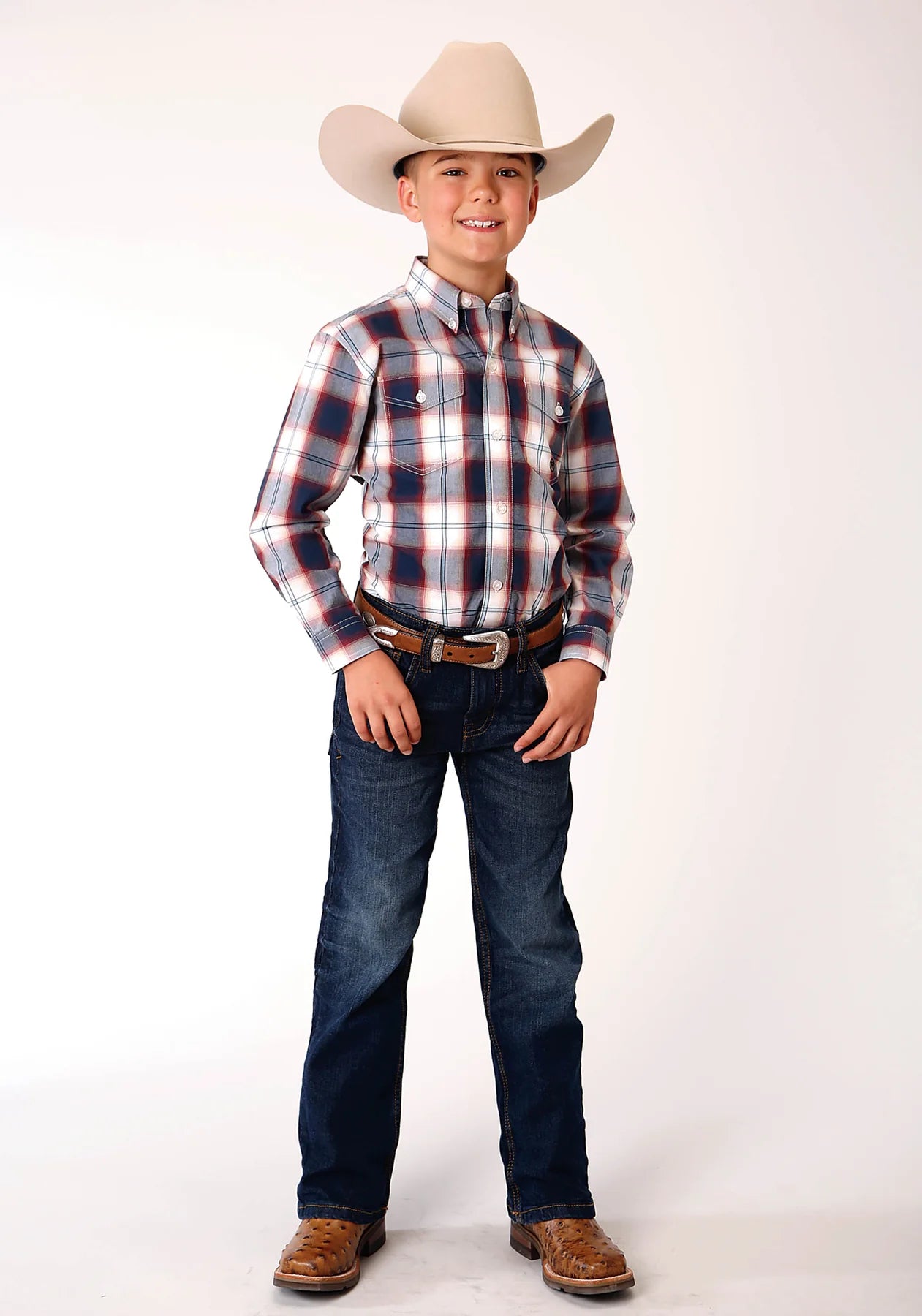 Boys Amarillo Collection Shirt - Plaid Blue