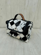 Patchwork Cowhide and Tooled Leather Toiletries Bag