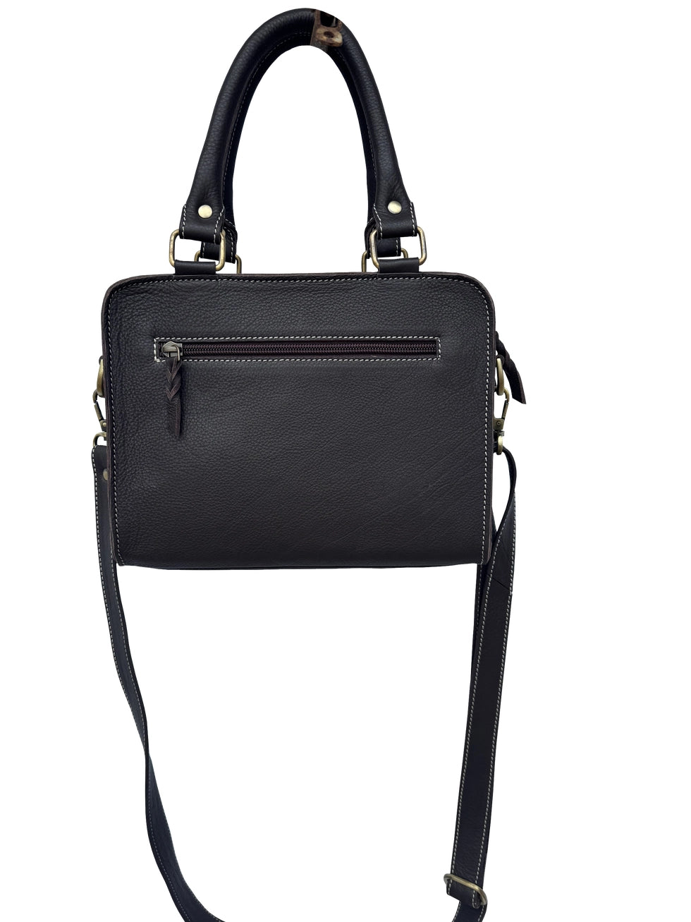 Tooled Leather Cowhide Boot Stitch Medium Bag