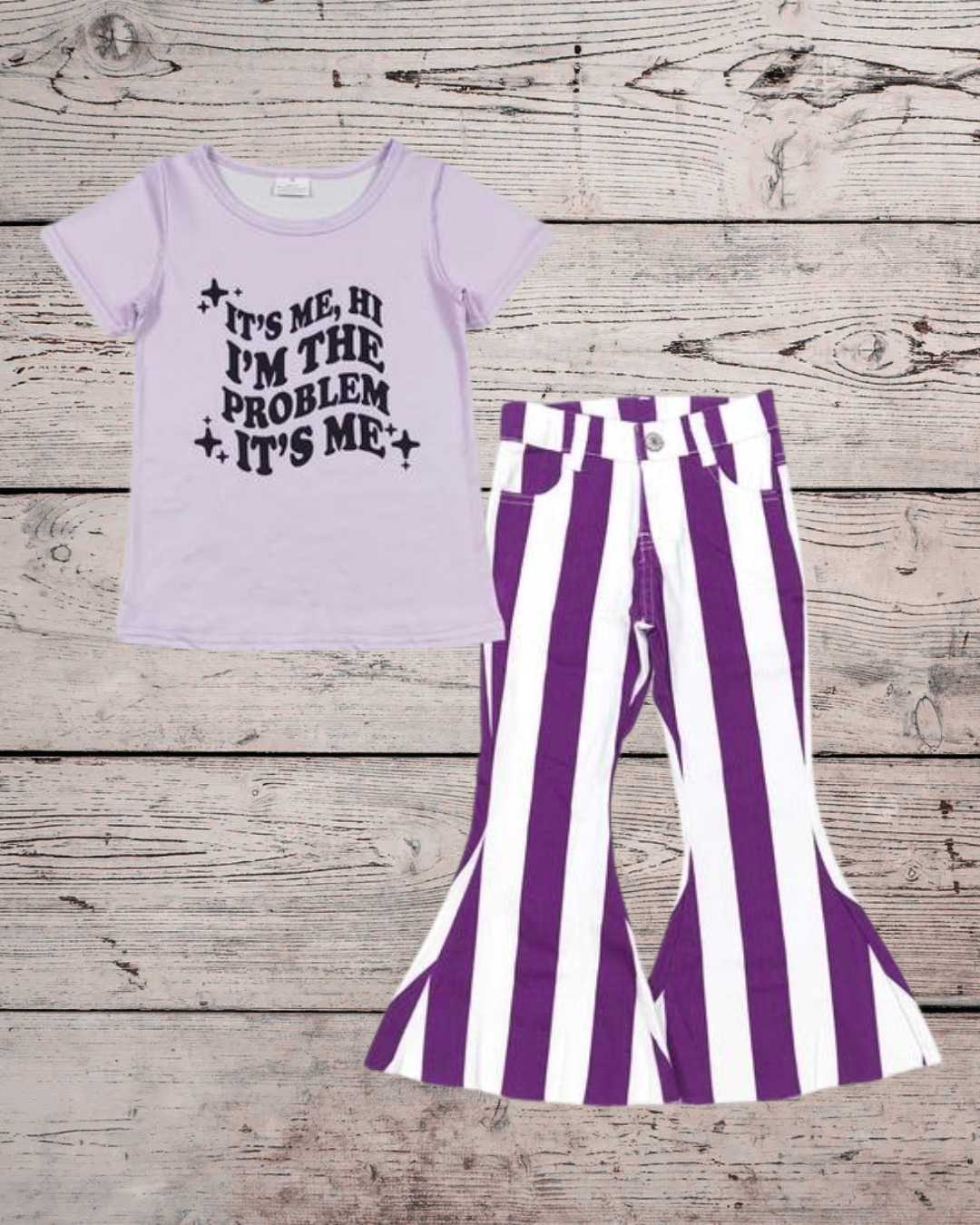 Purple Stripe Denim Flares