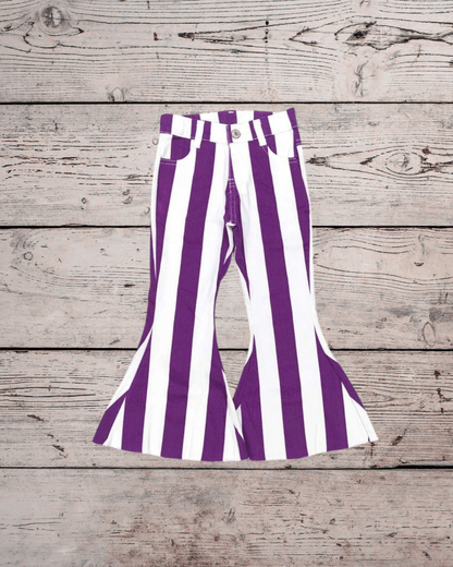 Purple Stripe Denim Flares