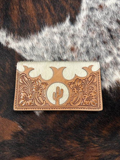 Tooled Leather Slim Cowhide Wallet