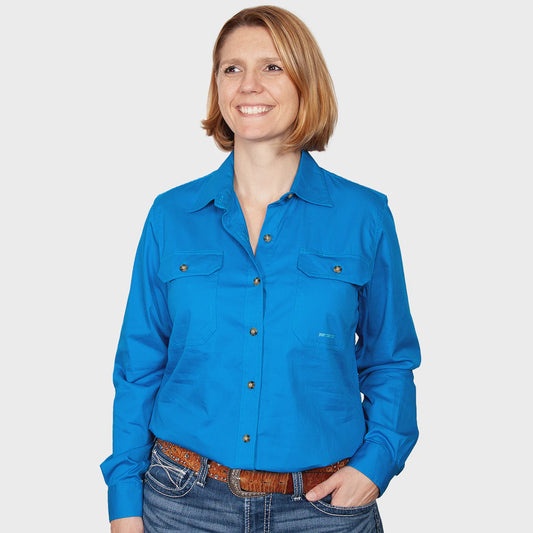 Just Country  Womens Brooke Full Button  Shirt - Blue Jewel