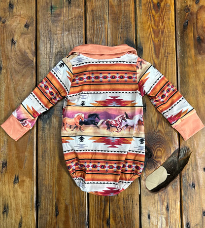 Western Apricot Long sleeve Romper