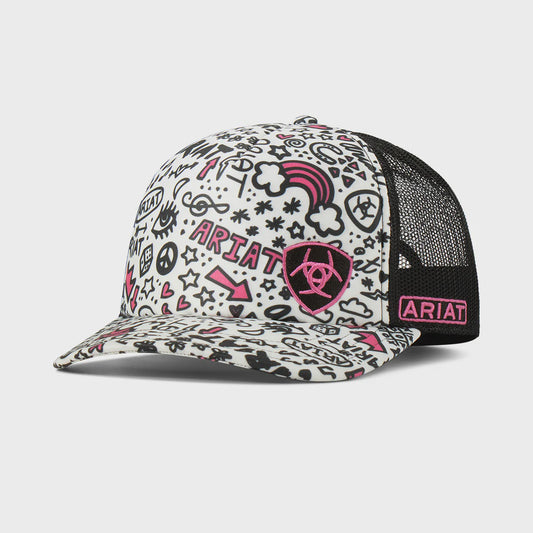 Ariat Doodle Foam Dront Mesh Multi Snap Back Cap