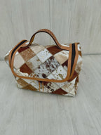 Patchwork Cowhide and Tooled Leather Toiletries Bag