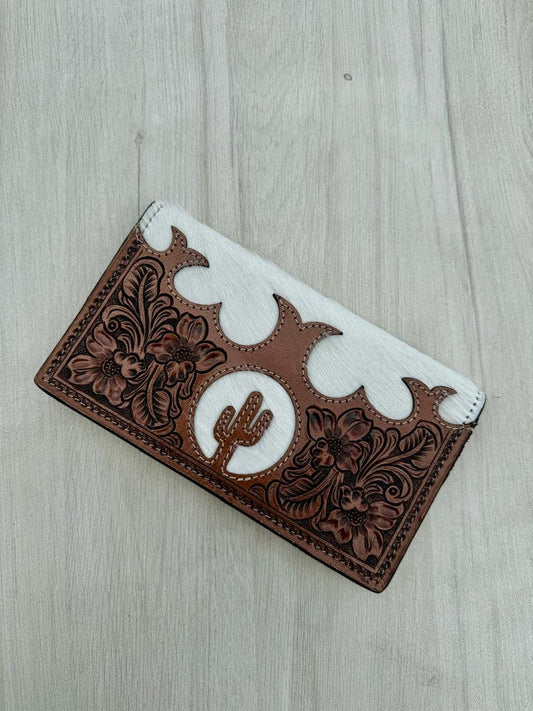 Tooled Leather Slim Cowhide Wallet