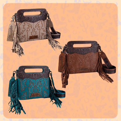 Embroidered Fringe Crossbody Bag