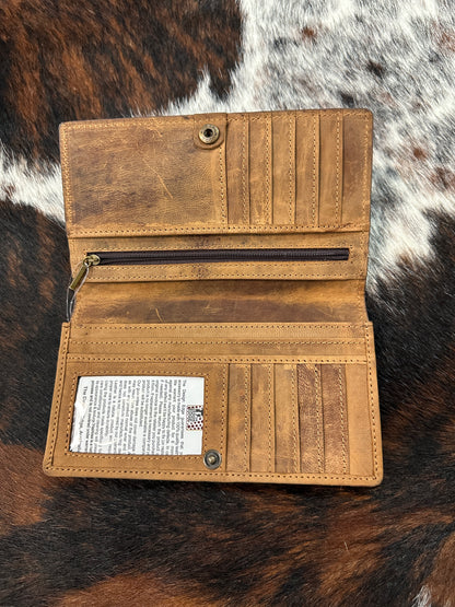 Tooled Leather Slim Cowhide Wallet