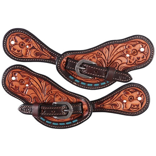 Fort Worth Odina Spur Straps - Turquoise Buckstitched