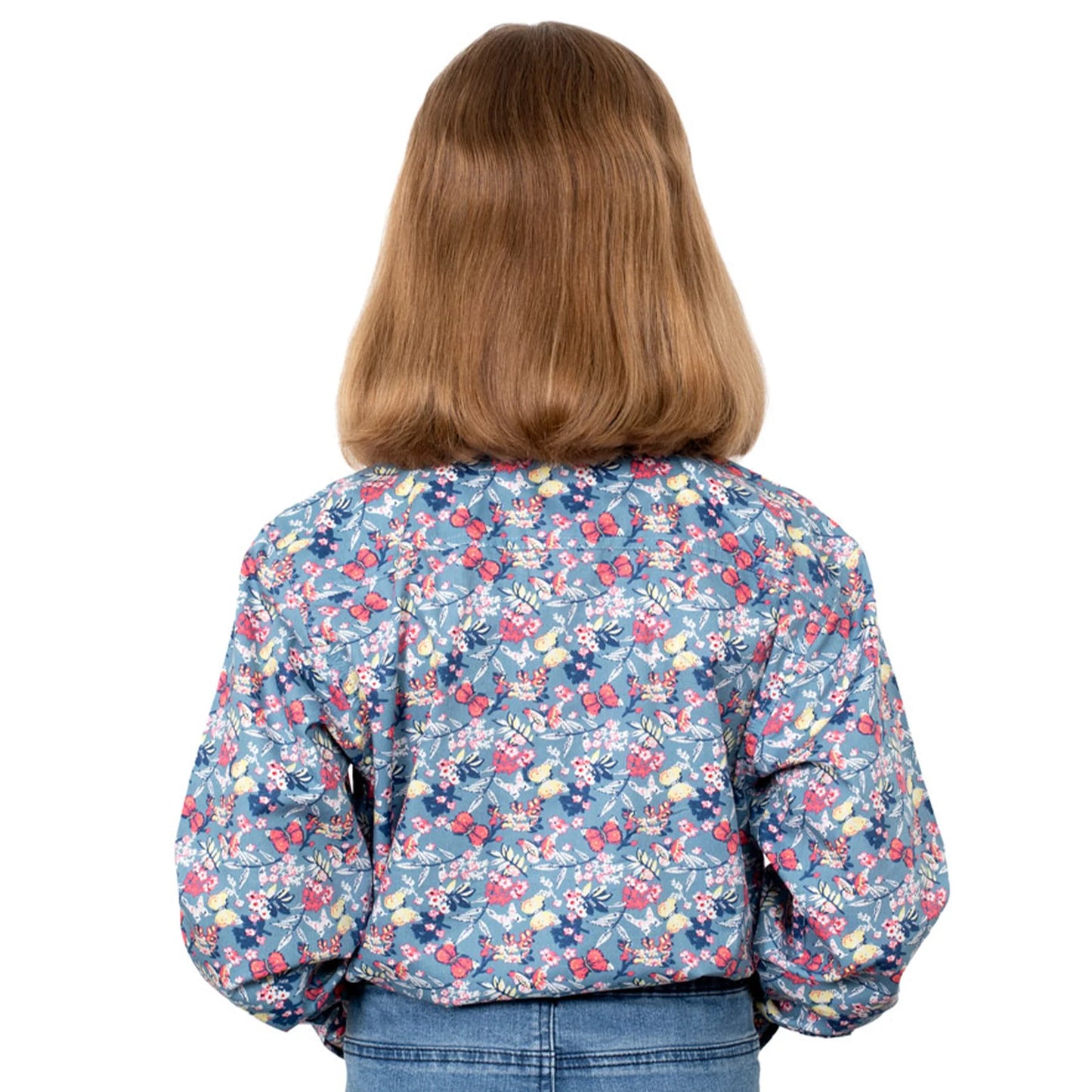 Girls Harper Half Button Print Workshirt - Blue Butterflies