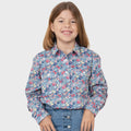 Girls Harper Half Button Print Workshirt - Blue Butterflies