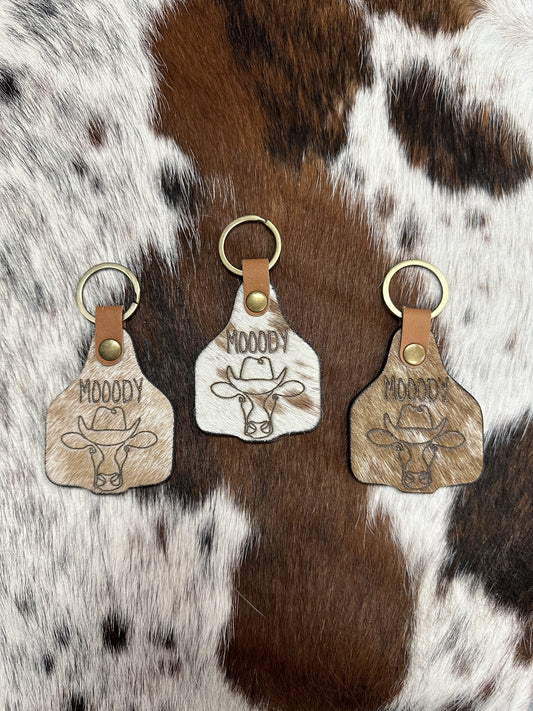 ‘Moody’ Cowhide Keyring