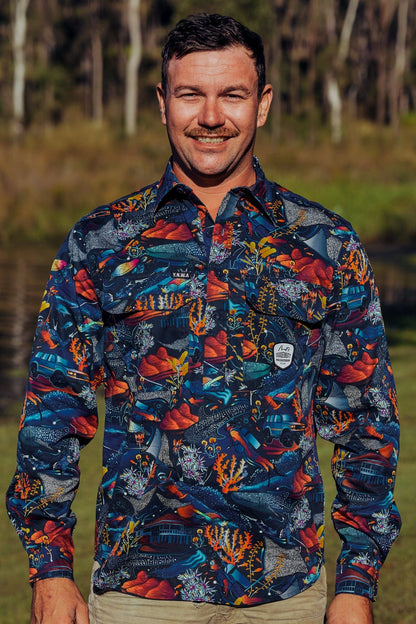 Men's Half Button Work Shirt