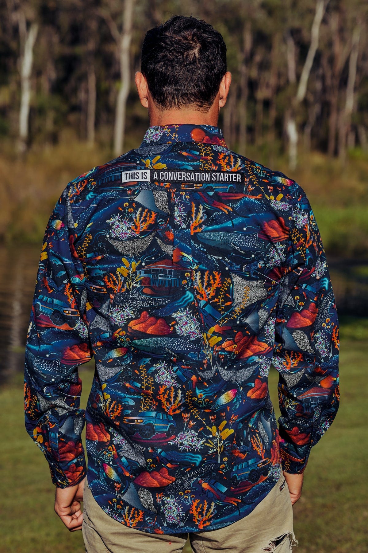 TradeMutt Men's Half Button Work Shirt