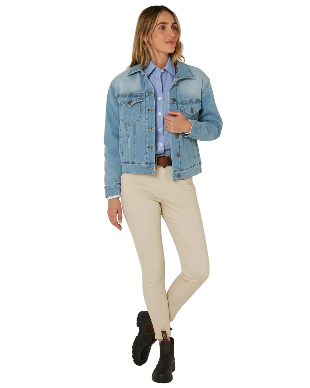 Pilbara Lauren Sherpa Lined Jacket - Light Indigo