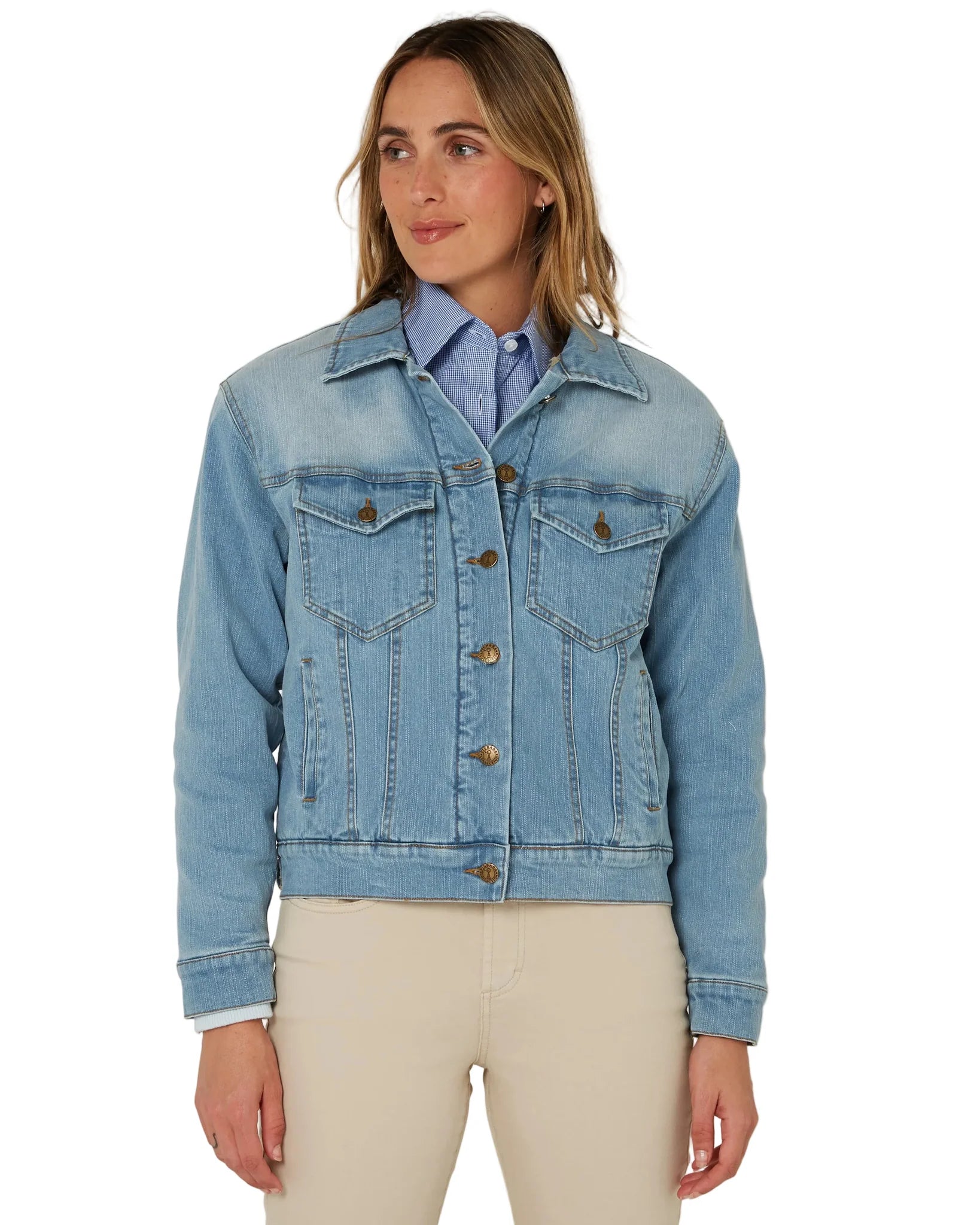 Pilbara Lauren Sherpa Lined Jacket - Light Indigo