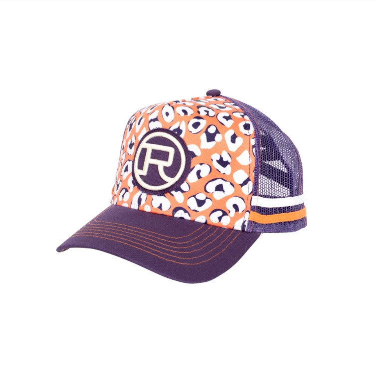 Roper Trucker Cap High Ponytail - Leopard Print Purple/Orang