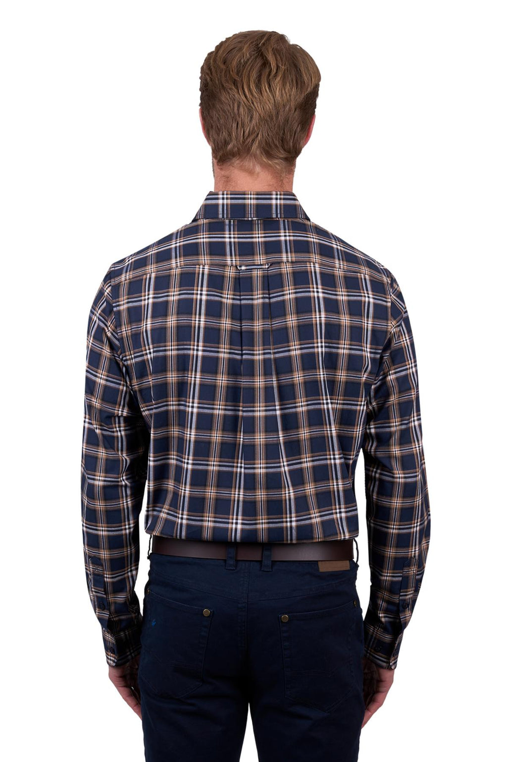 Thomas Cook Men’s Dylan Check 2-Pocket Long Sleeve Shirt - Navy/Tan