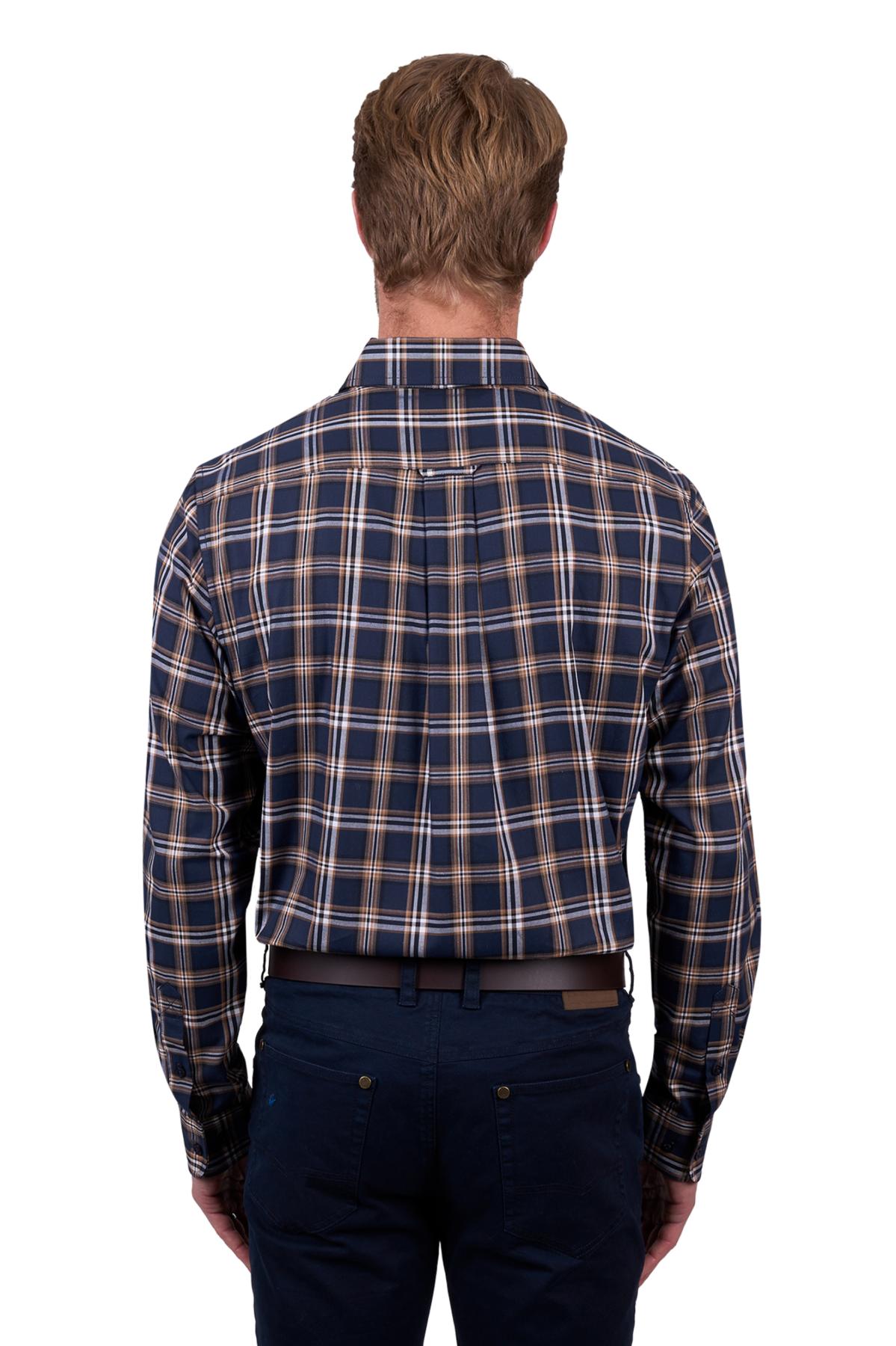 Thomas Cook Men’s Dylan Check 2-Pocket Long Sleeve Shirt - Navy/Tan