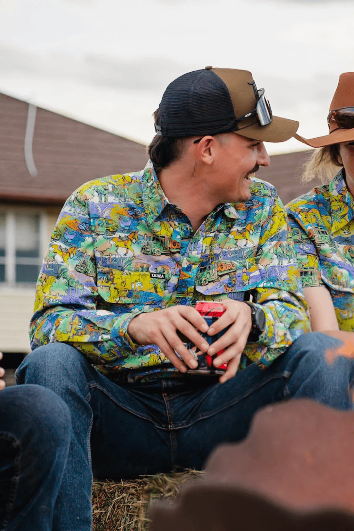 TradeMutt Men's Half Button Work Shirt