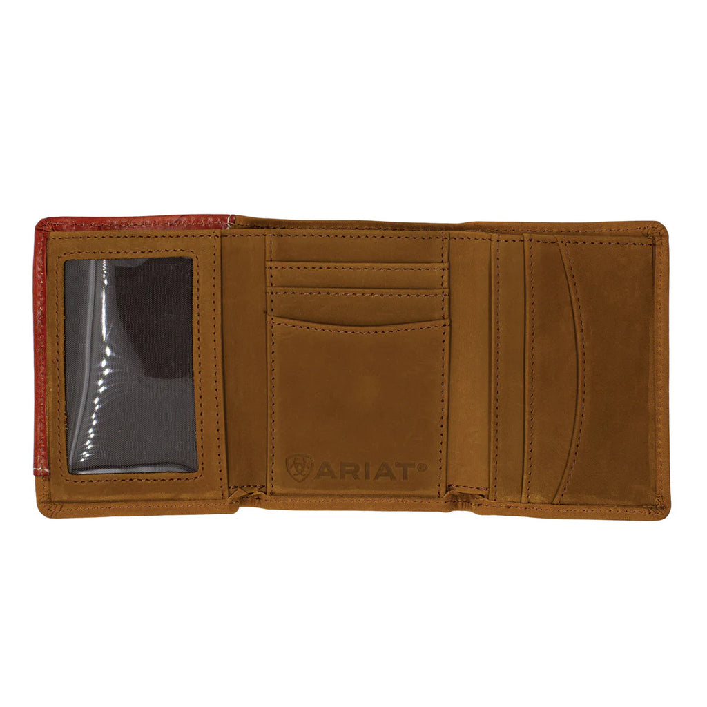 Ariat Men's Tri-Fold Wallet - Basket Weave Overlay