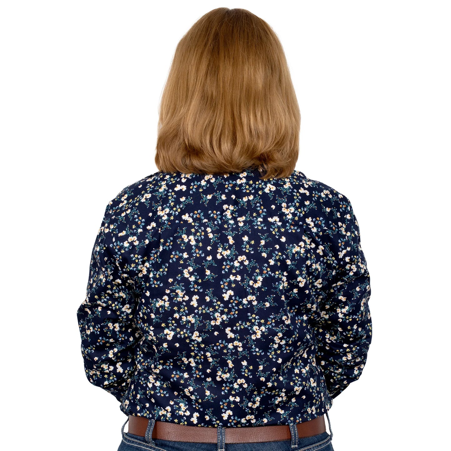 Women's Abbey Full Button Shirt - Navy Wax Flowers